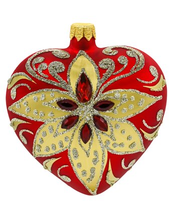 Bombka choinkowa: Serce z czerwonymi kryształami: czerwone, Syn Bombkarza