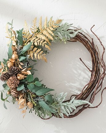 Asymetryczny wianek szyszki i paproć (26cm), Lola White