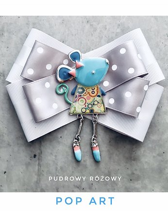 Brosza  z Myszką w stylu Pop Art, Pudrowy Różowy
