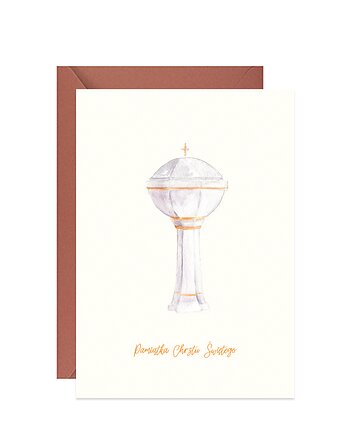 Kartka na Chrzest z akwarelową chrzcielnicą, Paperwords