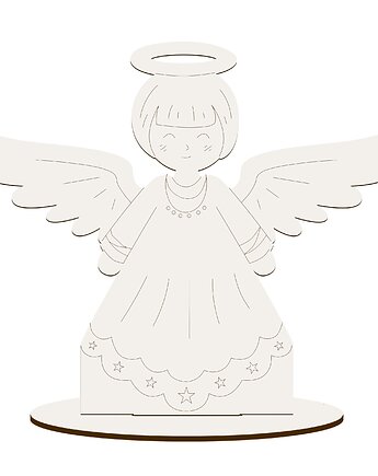 Figurka Ozdoba Stojąca do Malowania DIY Aniołek Anioł dla Dzieci na PREZENT, smxdsgn