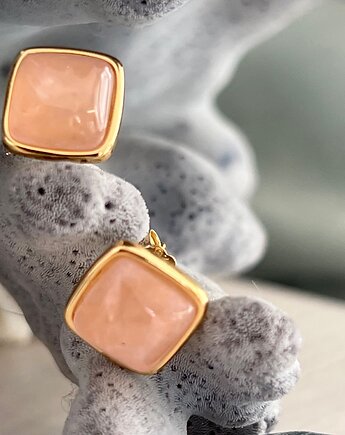 Kolczyki z cielistą masą perłową srebrne, pozłacane, Ade Art