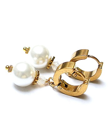Kolczyki pozłacane Pearls [white] perły vol. 26 , KiKa pracownia