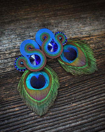 Peacock Eye-kolczyki soutache, Mrosoutache