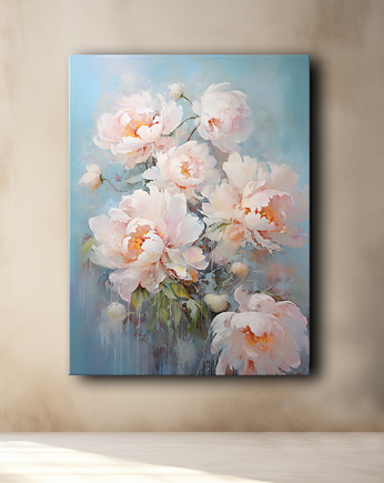 Peonie i róże - Plakat - Olej, Boho, Abstrakcja, Black Sapphire Art