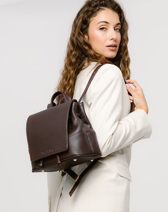 Back up bag - skórzany plecak damski - czekolada, NASHE