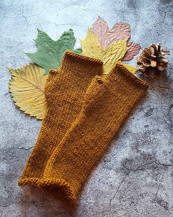 Mitenki z wełny owczej i lamy ciepły brąz, Made by Jaga