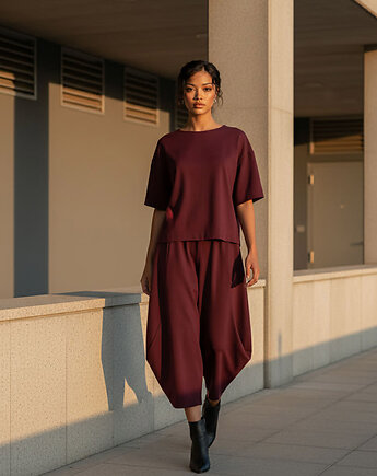 Spodnie MAUII bawełna 100% WINO, OTTAVIANO Dominika Mlynczak