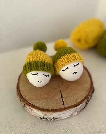 Urocze czapeczki na jajka - zestaw 2 szt. Dekoracje wielkanocne, Kocie Motki