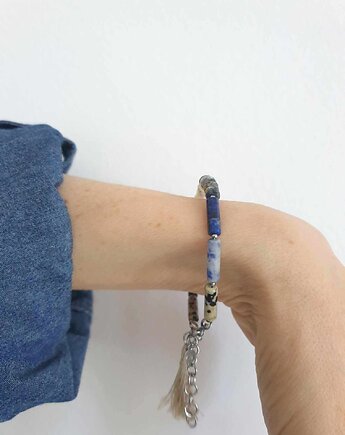 Bransoletka patyczki z opalem dendrytowym, lapis lazuli, jaspisem, modesign