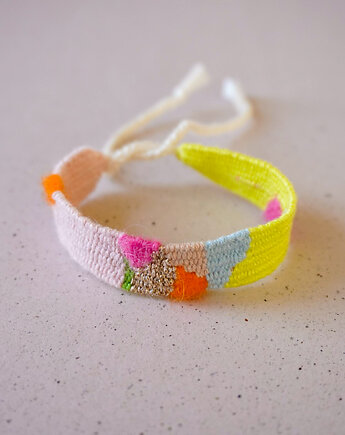 Kolorowa bransoletka ręcznie tkana na sznurku z nici, Słońcem Tkane