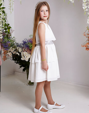 Kremowa elegancka sukienka za falbanami Celia, OSOBY - Prezent dla dziewczynki