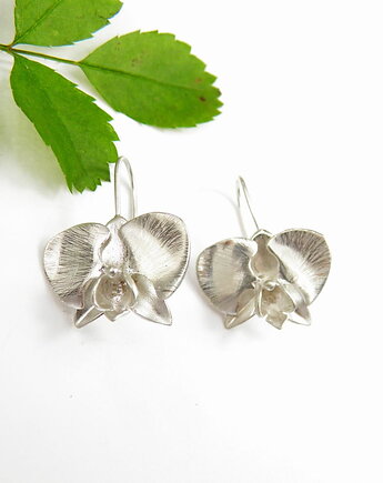 Kolczyki srebrne - Biała orchidea, VENUS GALERIA