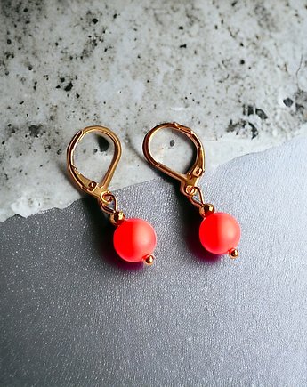 Swarovski neon pearls : neon orange : drobne kolczyki, kaktusia