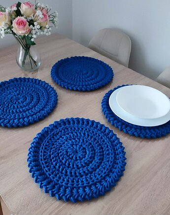 Komplet podkładek szydełkowych pod talerze 4szt 32cm, MISZ MASZ Dorota Tyszko