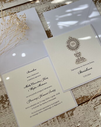 Najpiękniejsze zaproszenia handmade komunijne, na komunię dla dziewczynki, ch, sorte