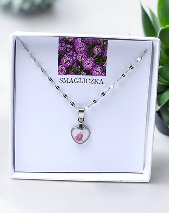 Naszyjnik srebrny białe tło Smagliczkowa różowa miłość, Lovely Jewellery