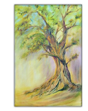 Obraz olejny ręcznie malowany 40x60 cm autorski oryginalny las drzewo, Galeria Alma