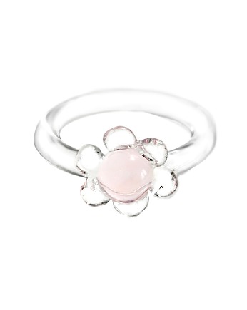 Szklany pierścionek różowy kwiat "Sweets", Joanna Muzyka Studio