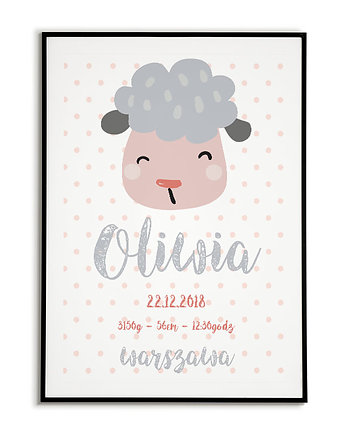 Plakat METRYCZKA OWIECZKA dla dziecka, Bajkowe Obrazki