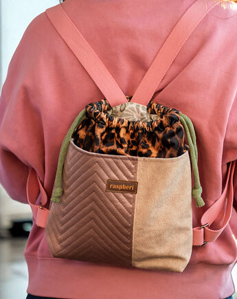 Mini plecak patchwork panterka, raspberi