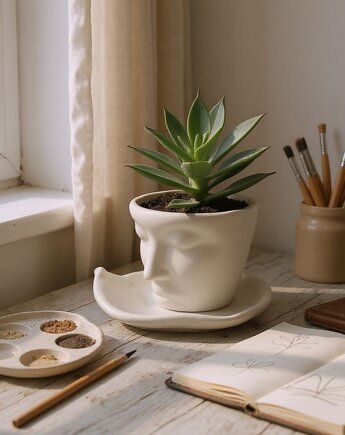 Podstawka/doniczka/pojemnik gipsowy Simple White, Oyka Candle