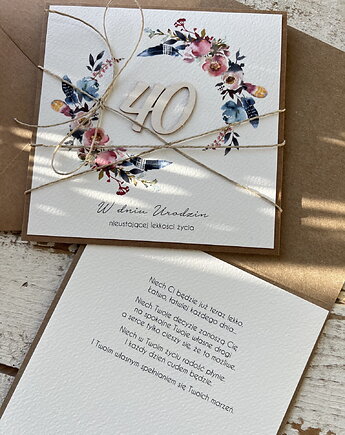 Wyjątkowa kartka ręcznie robiona na 40 urodziny prezent, sorte