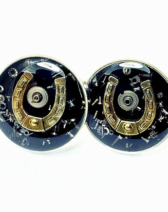 SPINKI - Podkowa (Black) - Spinki do mankietów, DROBINY CZASU