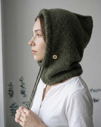 Delikatna balaclava kominiarka kaptur czapka alpaka jedwab ręczna robota kolory, splotomaniaa