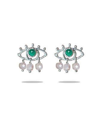 Kolczyki srebrne Oczy z agatami i opalami, Ker Jewellery
