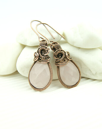 Kolczyki z różowym kwarcem, Blue Pearl Art