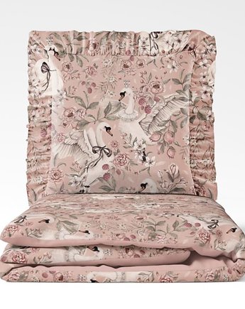 Komplet pościeli Swan Queen z falbanką 140x200 PZ, Bajkowe Wnetrza