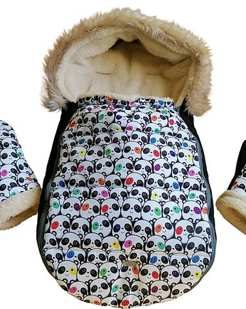 Śpiworek do wózka kolorowe pandy, OSOBY - Prezent dla dziecka