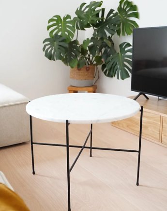 Carrie black- stolik z marmurowym blatem, Papierowka Simple form of furniture
