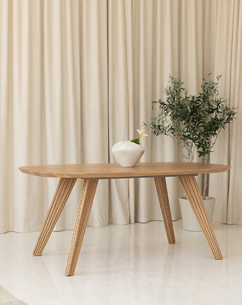 Stół dębowy rozkładany Copenhagen z ryflowanymi dębowymi nogami, Projekt Loft