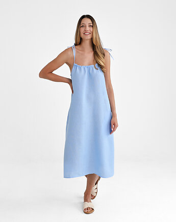 Lniana Sukienka FLORA MIDI blue sky, so linen!