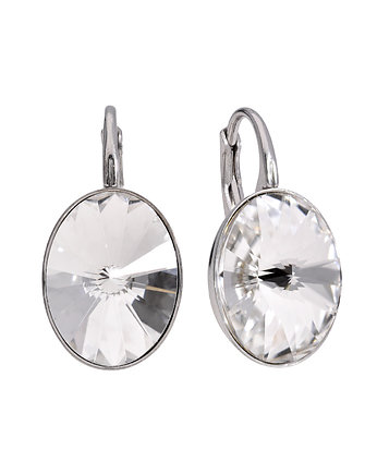 Srebrne kolczyki owalne biały Swarovski, KOM Biżuteria