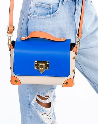 Torebka Skórzana - 3 kolory - crossbody , ozdobne nity (7045), BOSCCOLO