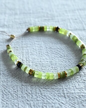 Bransoletka z naturalnymi kamieniami - Chalcedon, Peridot, Hematyt, mniej więcej