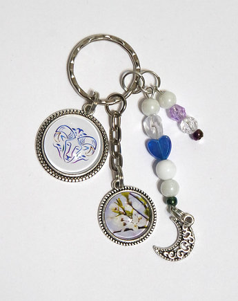 Breloczek - Baran, zodiak, kwiaty, księżyc, yenoo