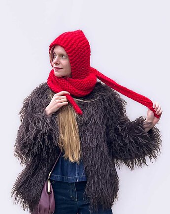 100% MERINO szaliko kaptur, PANAPUFA