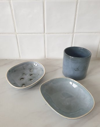 Zestaw łazienkowy kubek+miseczka+mydelniczka / ocean, naniby