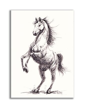 Grafika ręcznie malowana "Koń", Galeria Alma