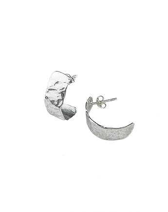 Kolczyki srebrne szerokie młotkowane, Bijoux by Marzena Bylicka