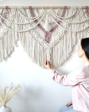 Bardzo Duża Makrama Ścienna XXL MAJESTICA 200 do Salonu 200x100 cm, Pracownia Wardin