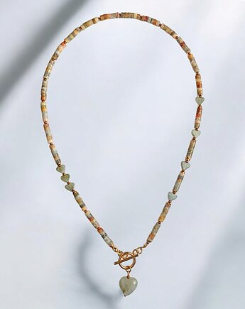 Agat i labradoryt : serduszka : naszyjnik, kaktusia