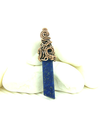 Wisiorek wire wrapping z lapis lazuli, Blue Pearl Art