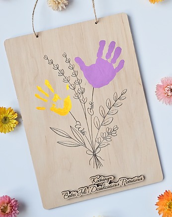 Personalizowany prezent na Dzień Babci i Dziadka - tabliczka na odciski dłoni, BohoSuszki
