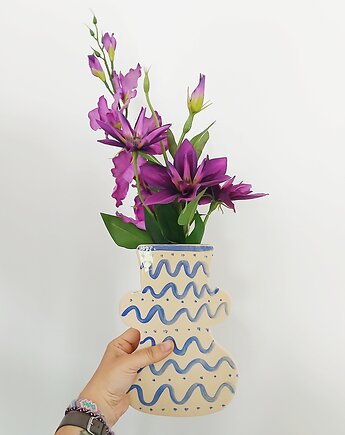 Wazon ceramiczny wiszący w niebieskie falki, m2k studio