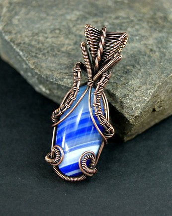 Wisiorek z  niebieskim agatem, Blue Pearl Art